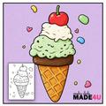 Cute Melting Ice Cream Colouring Page #002