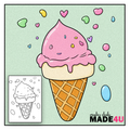 Cute Melting Ice Cream Colouring Page #003