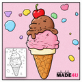 Cute Melting Ice Cream Colouring Page #001